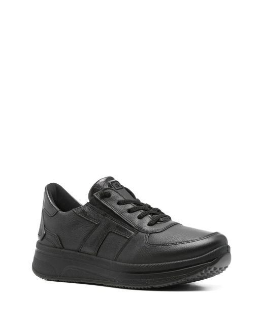Ara Black Leather Lace-Up Sneakers