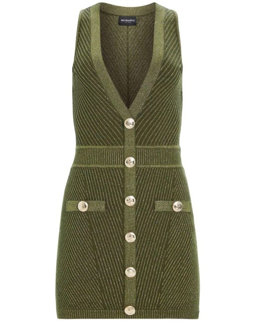 retroféte Ellison Ribgebreide Mini-jurk in het Green