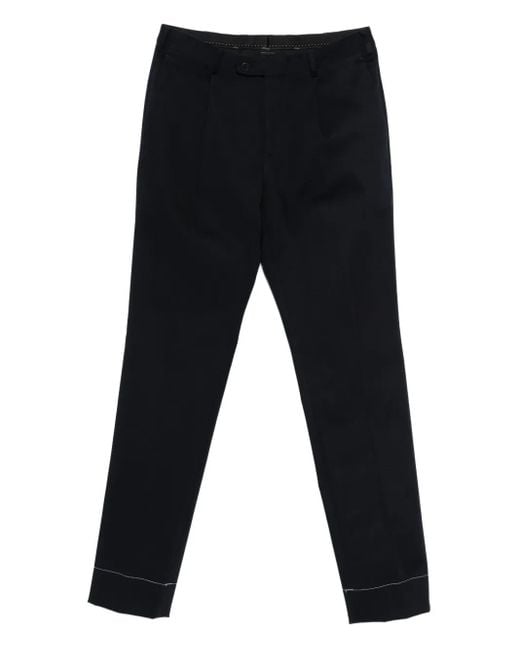 Brioni Black Contrasrt-Stitching Trousers for men