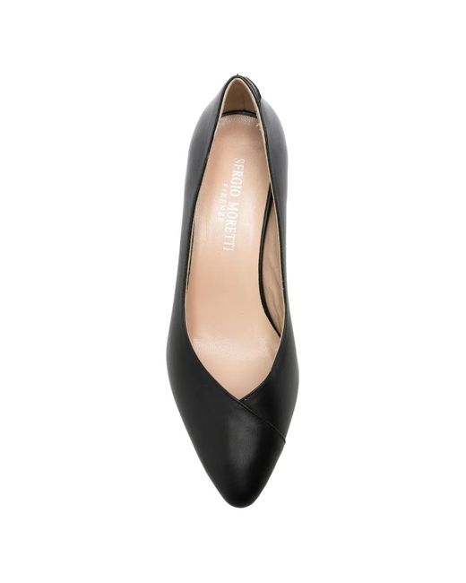 SERGIO MORETTI FIRENZE Black Pointed-Toe Block-Heel Pumps