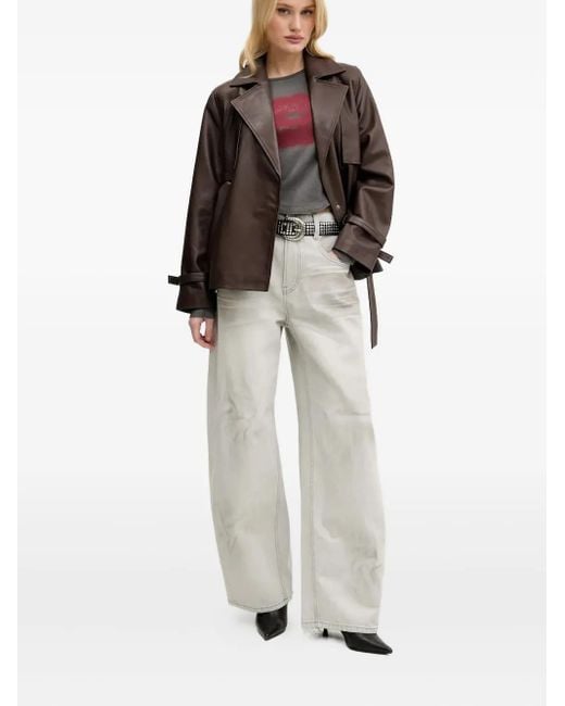 Miss Sixty White Logo-Patch Frayed Denim Jeans