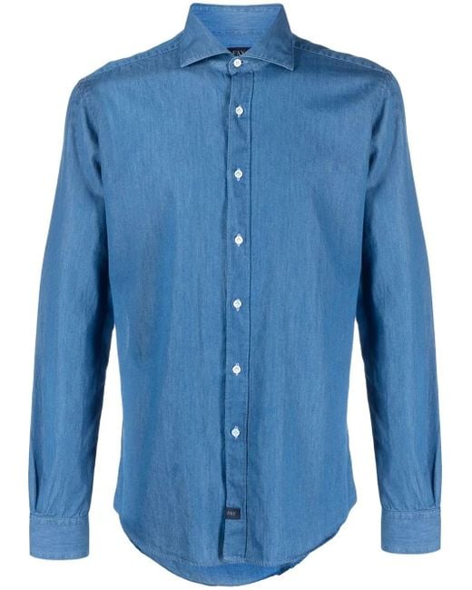 Fay Blue Denim-Effect Shirt for men