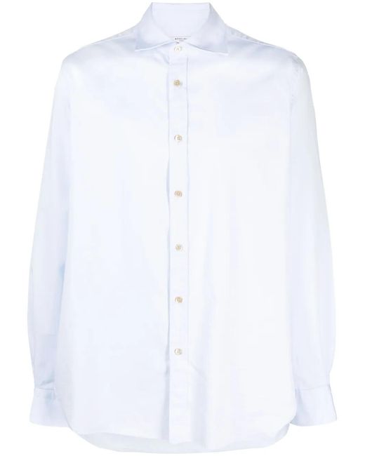 Boglioli White Spread-Collar Cotton Shirt for men