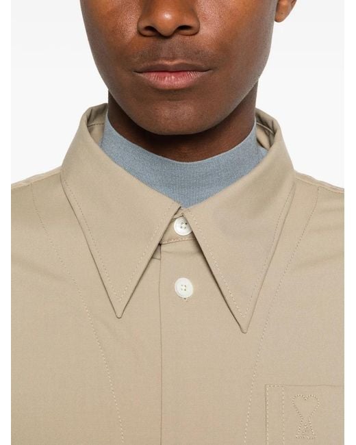 AMI Natural Pocket Embroidered Shirt for men