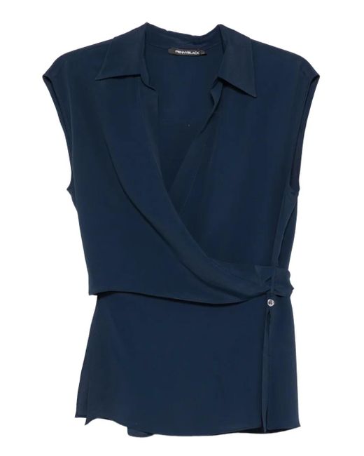 Pennyblack Blue Wrap-Neck Sleeveless Top