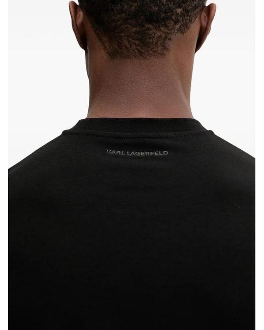 Karl Lagerfeld Black Graphic-Print T-Shirt for men