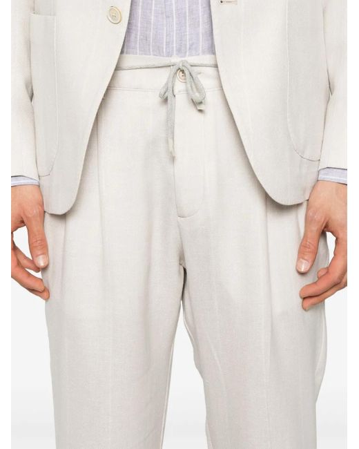 Eleventy White Pinstriped Suit for men