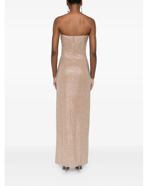 GIUSEPPE DI MORABITO Natural Crystal-Embellished Side-Split Maxi Dress