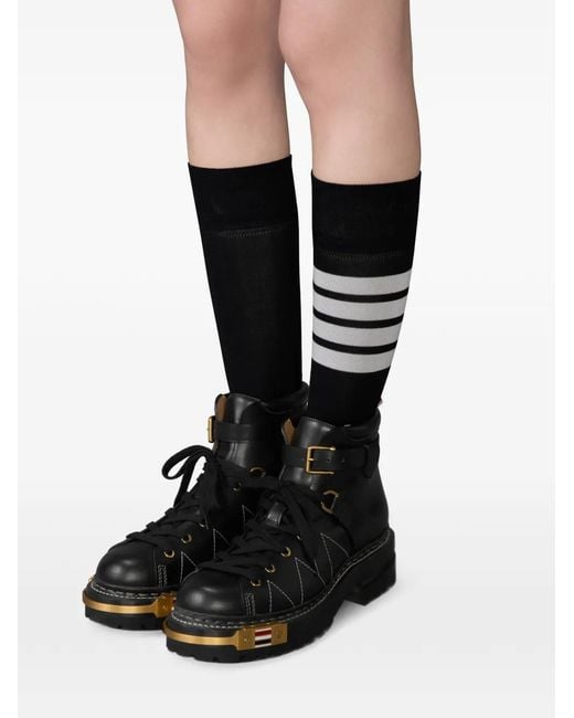 Thom Browne Black Buckle Calf Leather Boots