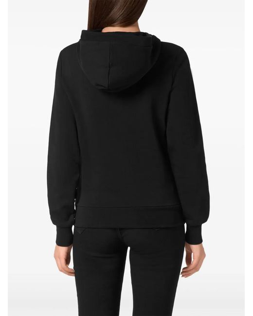 Philipp Plein Black Logo-Plaque Hoodie