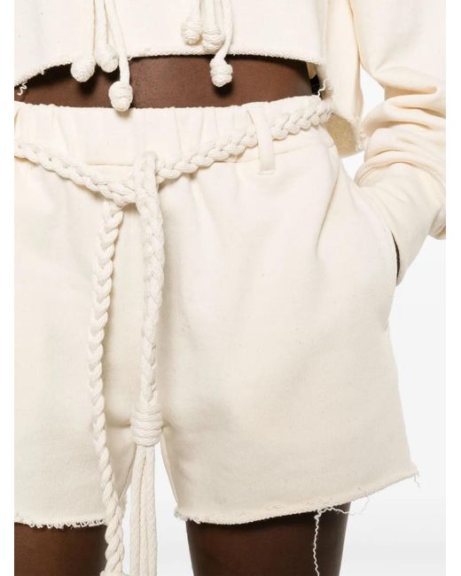 Alanui Natural Braided-Belt Cotton Shorts