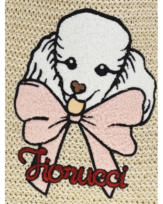 Fiorucci Natural Poodle Raffia Tote Bag