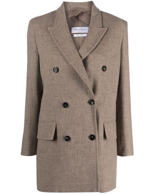 Max Mara Natural Double-breasted Wool-blend Blazer
