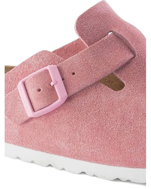 Mules Boston de ante con hebilla Birkenstock de hombre de color Pink