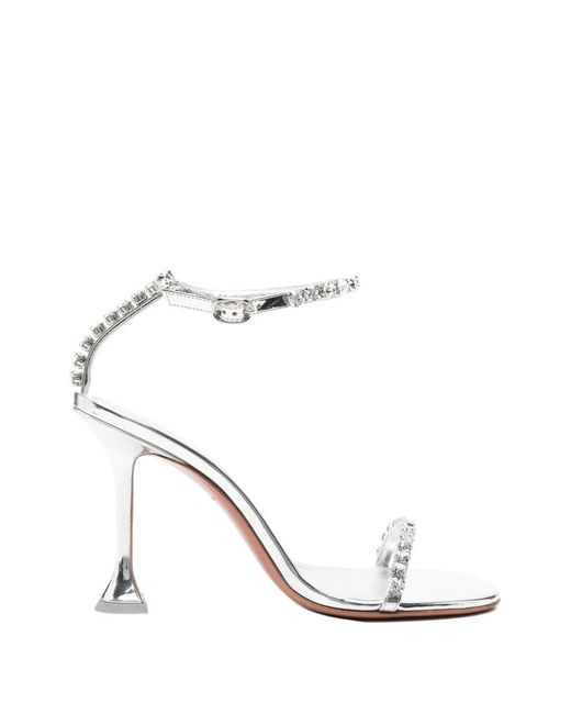 AMINA MUADDI White Gigi Crystal-Embellished Heeled Sandals
