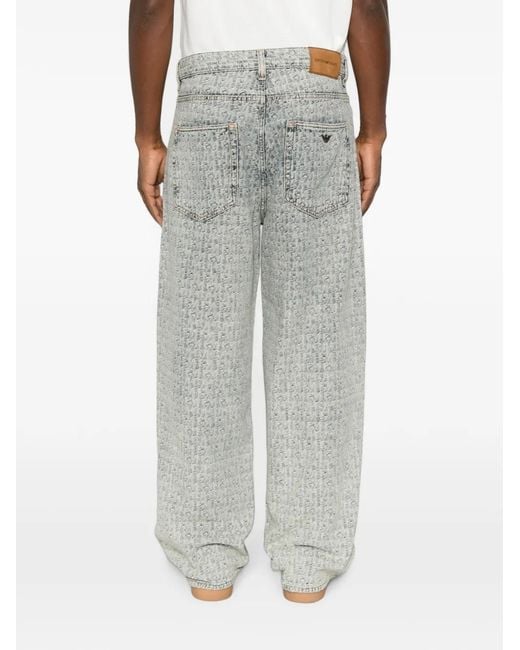Emporio Armani Gray Logo-Patch Jeans for men