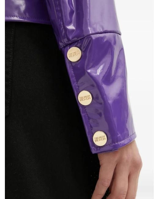 Silvian Heach Purple High-Shine Button-Fastening Jacket
