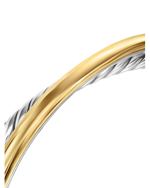David Yurman White 14Kt And Sterling Crossover Two Row Cuff Bracelet (11Mm)
