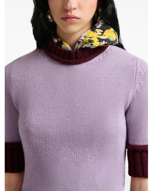 Marni Purple Wool Blend Jumper With Contrast Trims