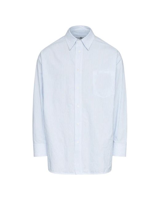 MM6 by Maison Margiela White Long Sleeve Striped Shirt for men