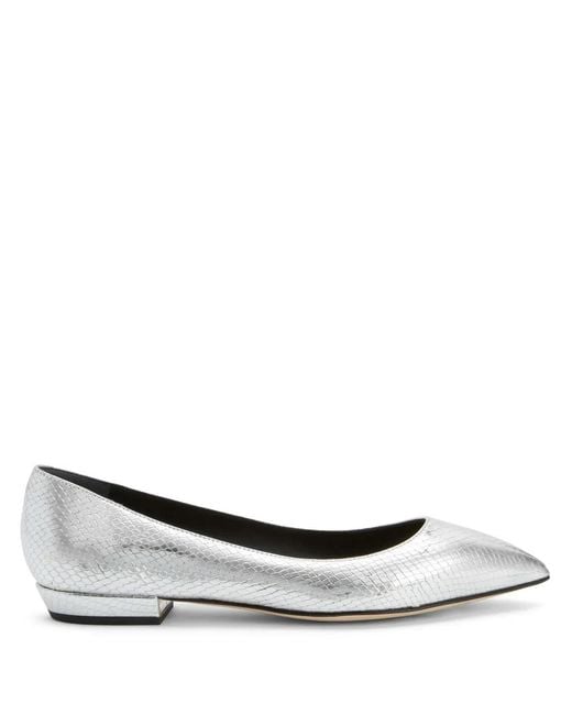 Giuseppe Zanotti White Dhalia Snakeskin-Effect Ballerina Shoes