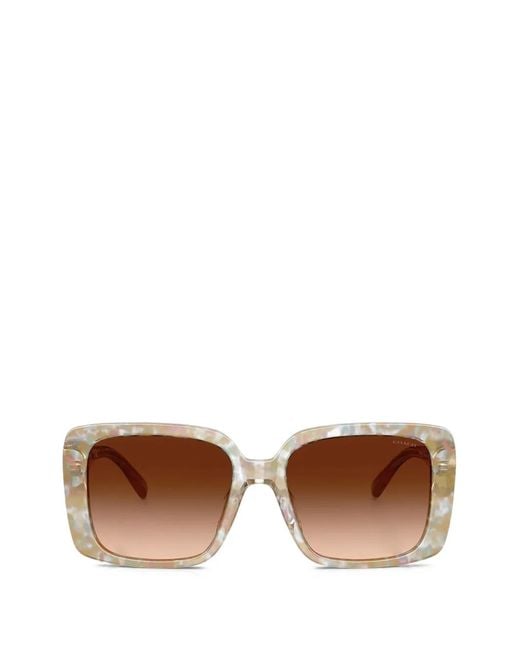 COACH Brown Tortoiseshell-Effect Square-Frame Sunglasses