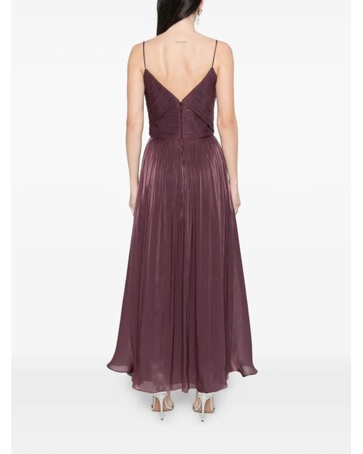 Costarellos Purple Fayla Pleated V-Neck Maxi Dress