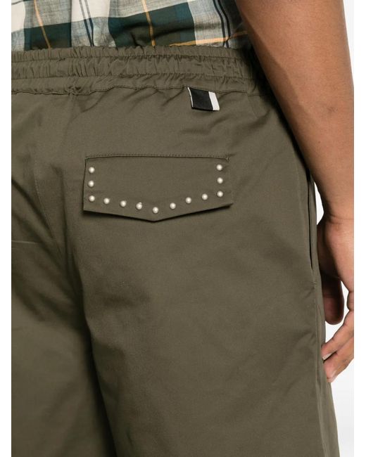 Low Brand Green George Coulisse Stud-Embellished Drawstring Shorts for men