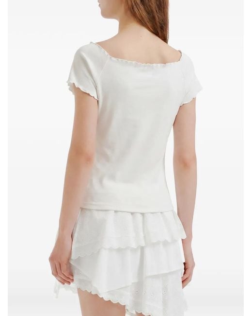 B+ AB White Lettuce-Trim T-Shirt