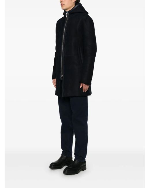 Tagliatore Black Shearling Coat for men