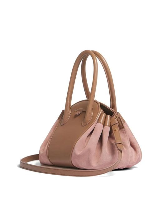 Marni Pink Leather And Suede Tulipea Small Handbag