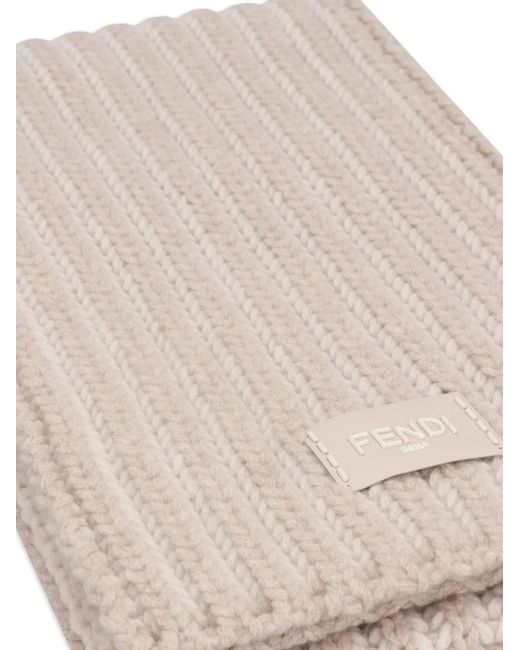 Fendi Natural Logo-Patch Scarf