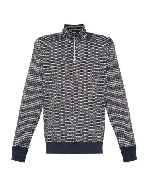 Paul Smith Gray Geometric-Pattern Half-Zip Sweatshirt for men
