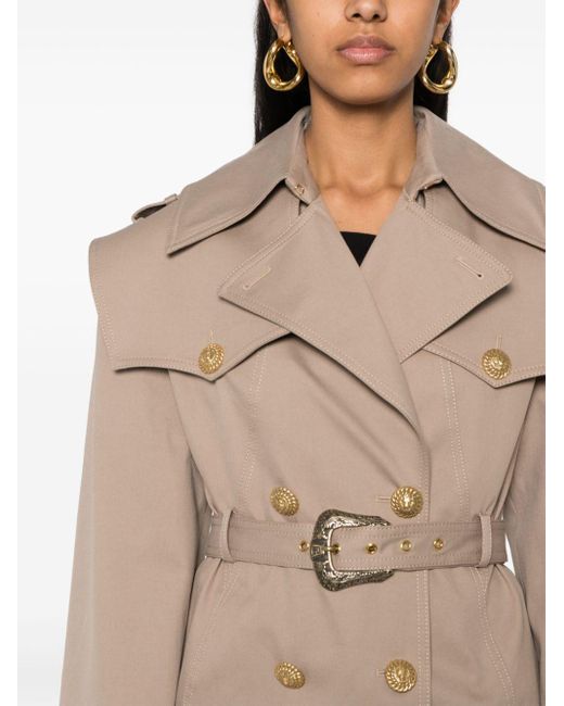 Balmain Natural Trench Coat In Linen And Cotton