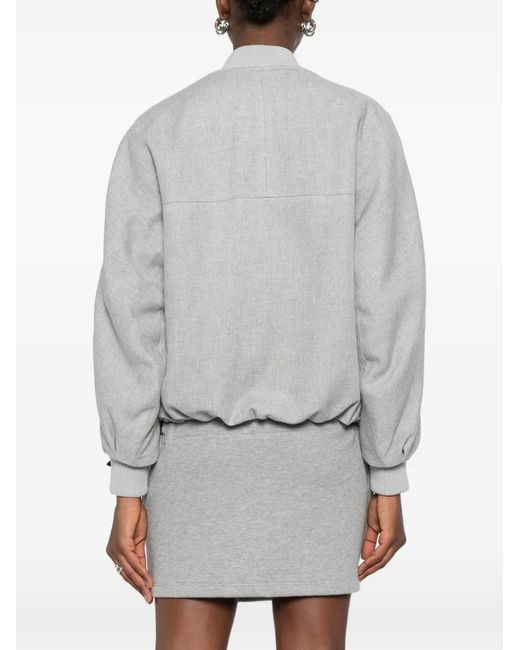 Closed Gray Zip-Up Bomber Jacket