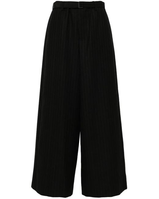 Sacai Black Pinstriped Palazzo Pants