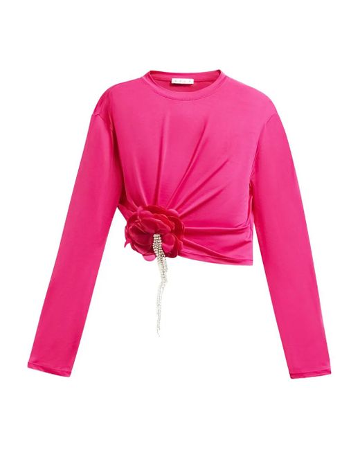 Area Pink Crystal-Flower Draped Top