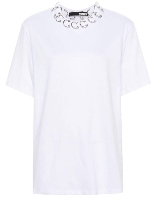 ROTATE BIRGER CHRISTENSEN White T-Shirt mit Metalldetail
