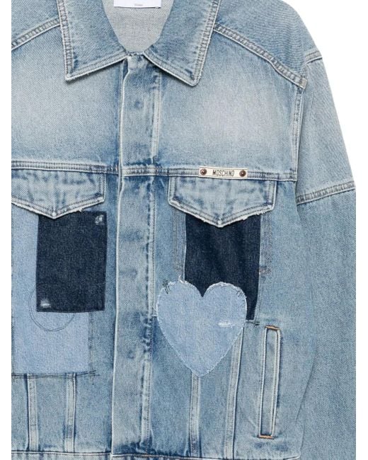 Moschino Blue Patchwork Denim Jacket for men