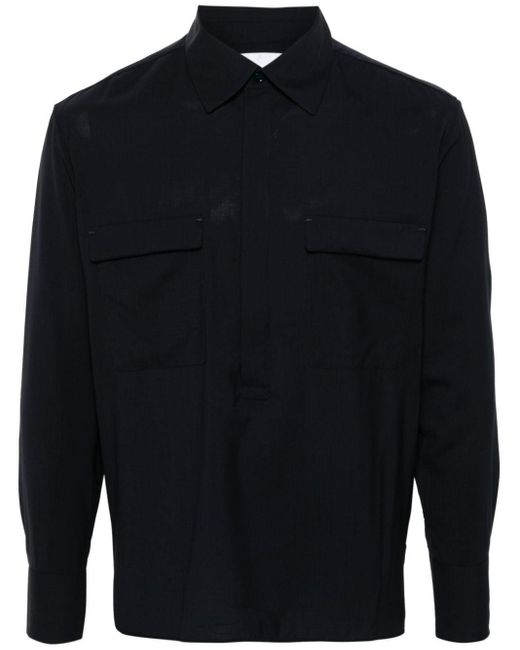 PT Torino Blue Long-sleeve Wool Shirt for men