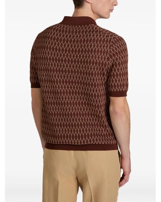 Slowear Red Jacquard Pattern Polo Shirt for men