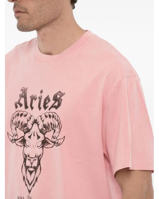 Neil Barrett Pink Aries The Warrior Logo-Print T-Shirt for men