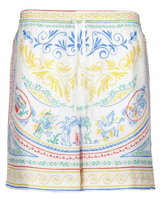 Casablanca Blue La Déesse Du Stade Silk Shorts for men