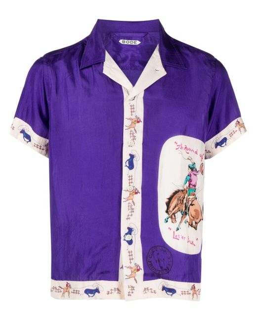 Bode Round Up Short sleeve Shirt in Purple for Men Lyst UK