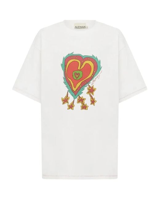 ALÉMAIS Contessa ハートプリント Tシャツ White