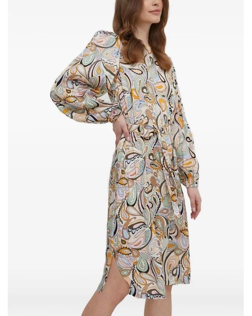 Mos Mosh Natural Paisley Tie-Waist Mini Dress