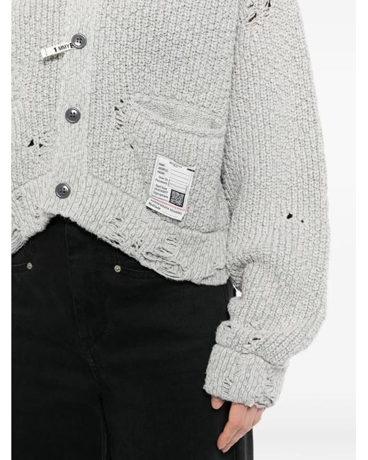 Maison Mihara Yasuhiro White Sun-Faded Distressed Cardigan