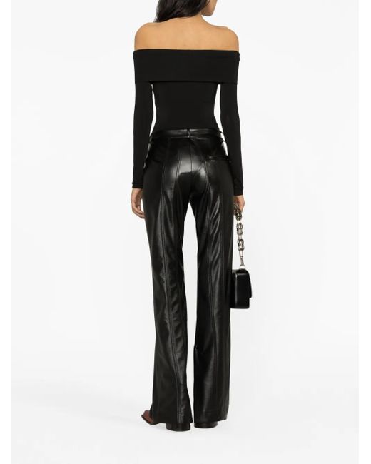 Matériel Black Off-Shoulder Long-Sleeve Bodysuit