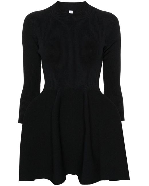 CFCL Black Pottery Ribbed-knit Mini Dress