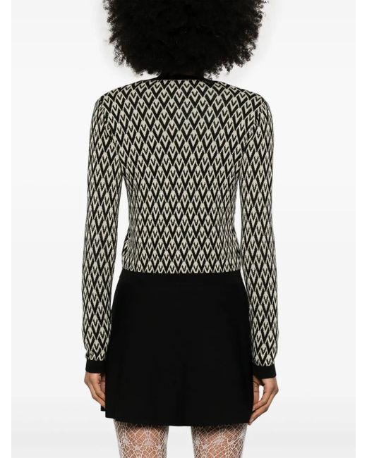 Valentino Garavani Black Toute La V-Jacquard Cardigan